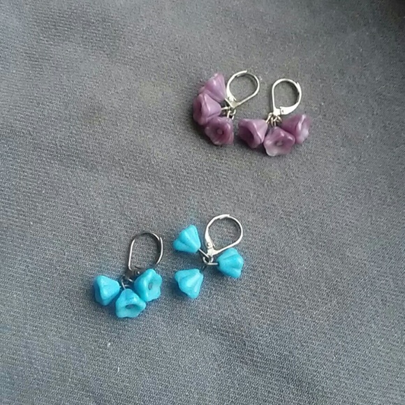 Handmade Jewelry - 2 pairs artisan made glass bead earrings